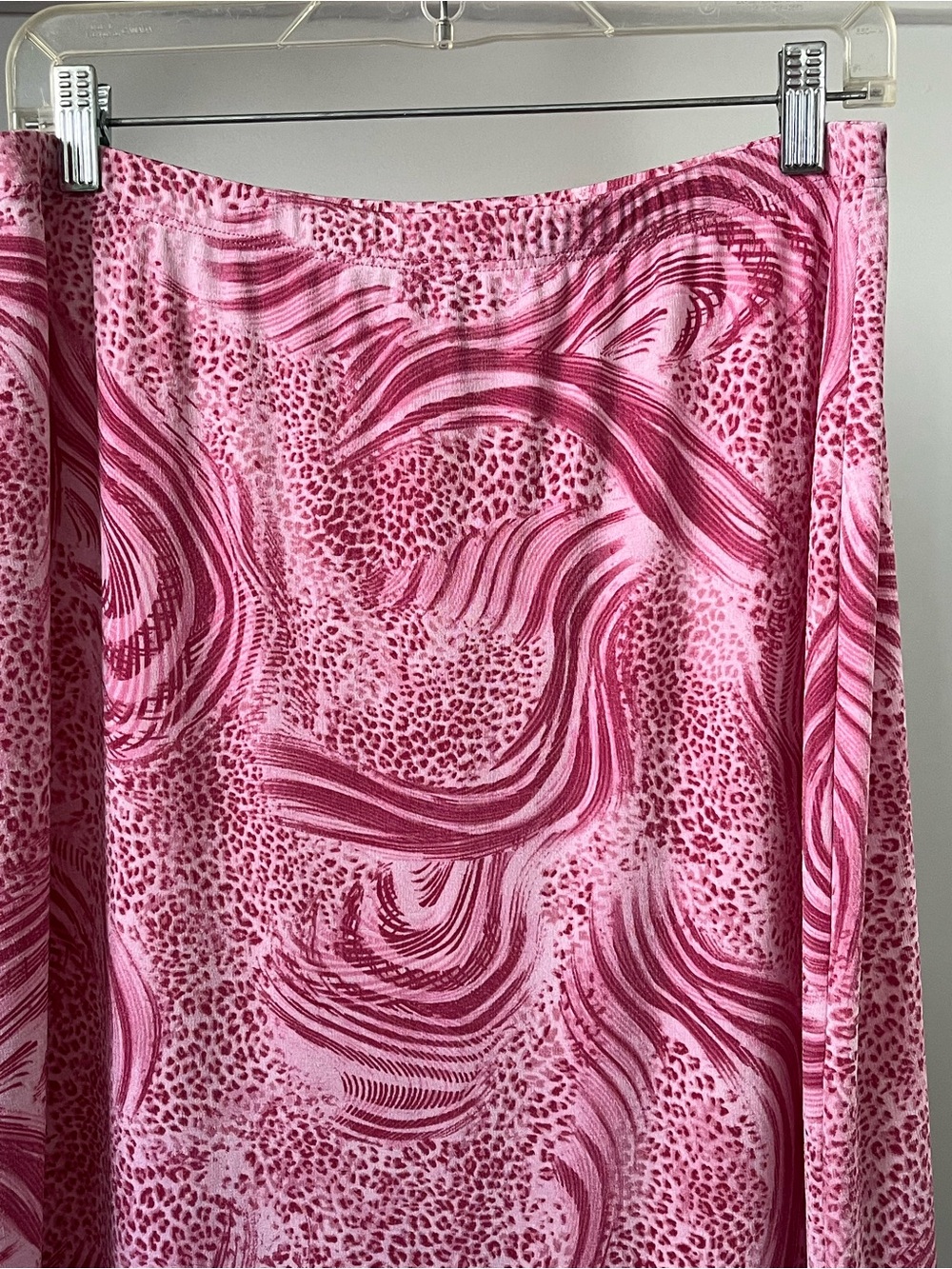 Kim&Co Pink Funky Wave & Leopard Print Midi Skirt Size XL - Picture 6 of 9